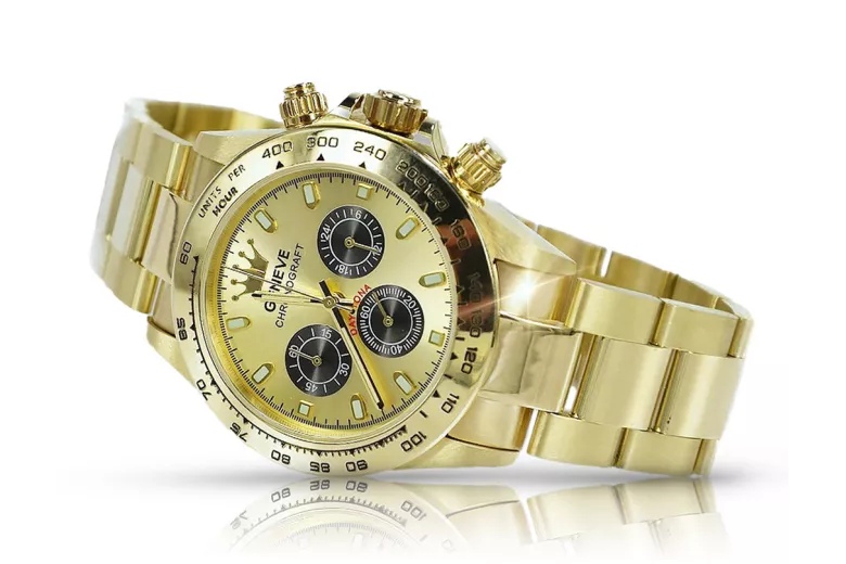 Reloj de oro para hombre Geneve ★ zlotychlopak.pl ★ Pureza de oro 585 333 Precio bajo!