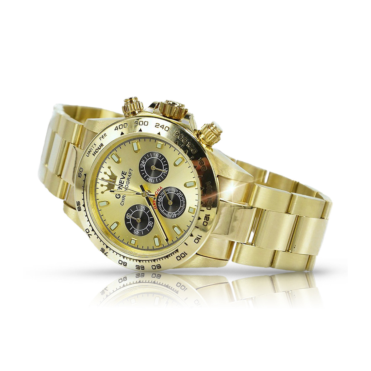 Goldene Herrenuhr Geneve ★ zlotychlopak.pl ★ Gold Reinheit 585 333 Niedriger Preis!