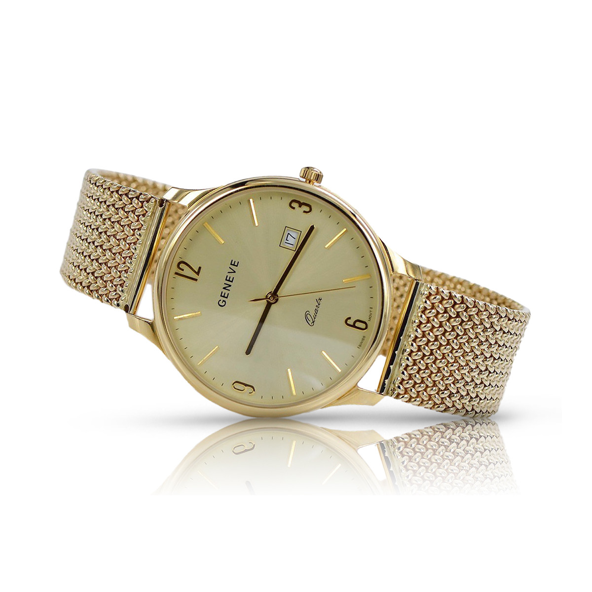 Reloj de oro para hombre Geneve ★ zlotychlopak.pl ★ Pureza de oro 585 333 Precio bajo!