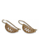 "Boucles d'oreilles pendantes vintage en or rose 14k 585, Pas de pierres" ven154