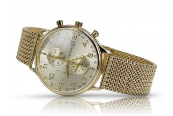 Жълт 14k 585 златен мъжки часовник Geneve mw005y&mbw014y