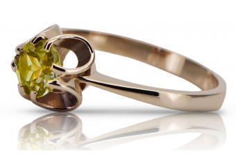 "Exquisito anillo de Peridoto en oro rosa vintage de 14k vrc348" Vintage