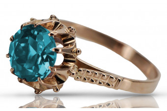 Vintage-Styled 14K Rose Gold Aquamarine Ring vrc045