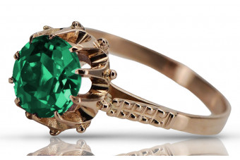 Original Vintage Emerald Elegance: 14K Rose Gold Ring vrc045