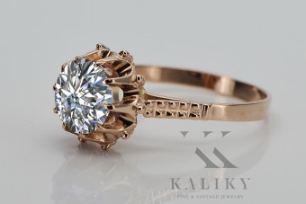 Pierścień Vintage z Cyrkonią, wykonany z 14k różowego złota vrc045