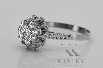 Srebrny pierścionek Rosyjski 925 Oprawa vrc045s Vintage