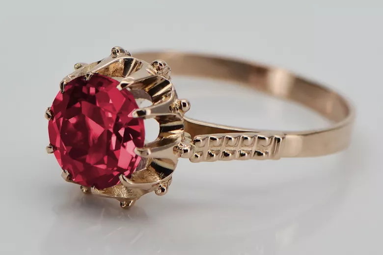 Russische sowjetische Rose 14 Karat 585 Gold Alexandrit Rubin Smaragd Saphir Zirkon Ring vrc084