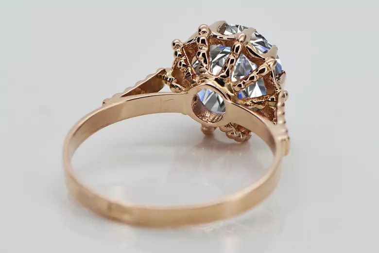 Russische sowjetische Rose 14 Karat 585 Gold Alexandrit Rubin Smaragd Saphir Zirkon Ring vrc084