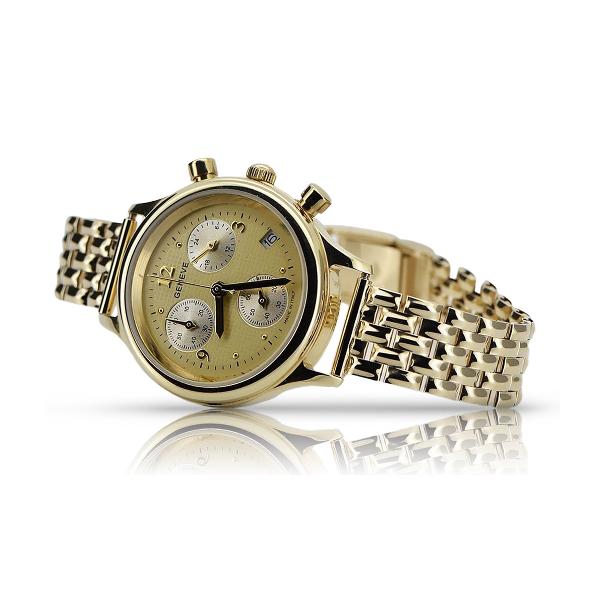 Goldene Herrenuhr Geneve ★ zlotychlopak.pl ★ Gold Reinheit 585 333 Niedriger Preis!