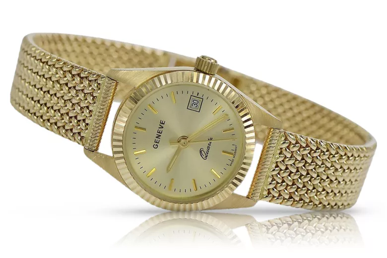 Gold men's watch Geneve ★ zlotychlopak.pl ★ Gold purity 585 333 Low Price!