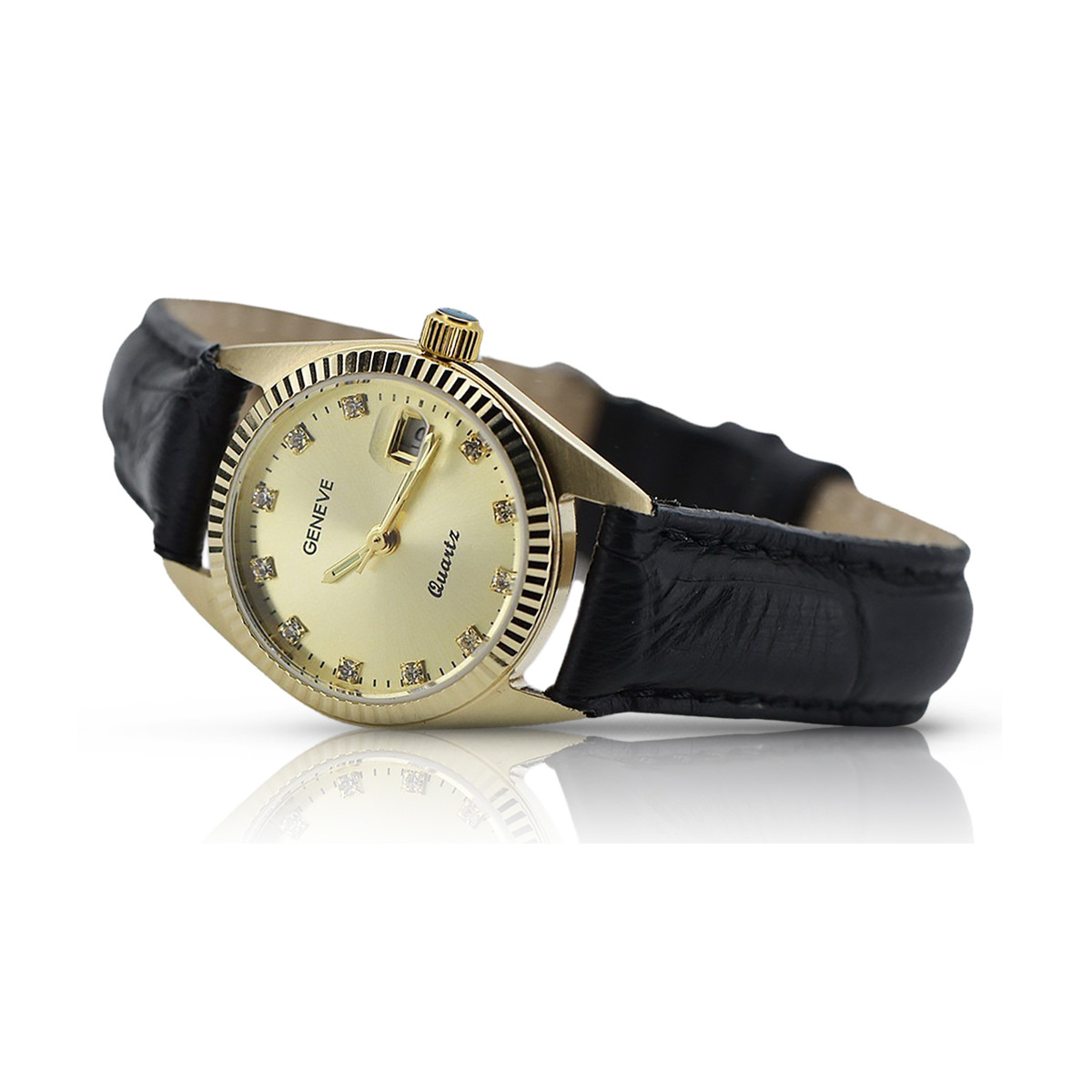 Gold men's watch Geneve ★ zlotychlopak.pl ★ Gold purity 585 333 Low Price!