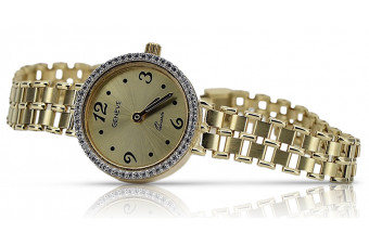 Galben 14k de aur 585 doamnă ceas Geneve Lady cadou lw022y