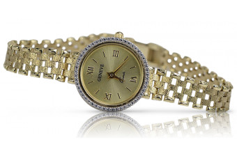 Italian yellow 14k 585 gold lady Geneve watch lw039y