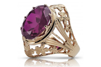 Timeless 14K Rose Pink Gold Amethyst Vintage Ring vrc031