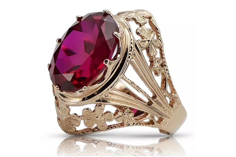 Russische sowjetische Rose 14 Karat 585 Gold Alexandrit Rubin Smaragd Saphir Zirkon Ring vrc014