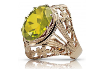 Exclusiv: Inel vintage cu Peridot galben, realizat din aur roz de 14k vrc031. Vintage