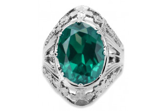 Srebrny pierścionek Rosyjski 925 z Szmaragdem vrc031s Vintage