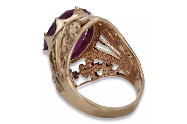 Russische sowjetische Rose 14 Karat 585 Gold Alexandrit Rubin Smaragd Saphir Zirkon Ring vrc084