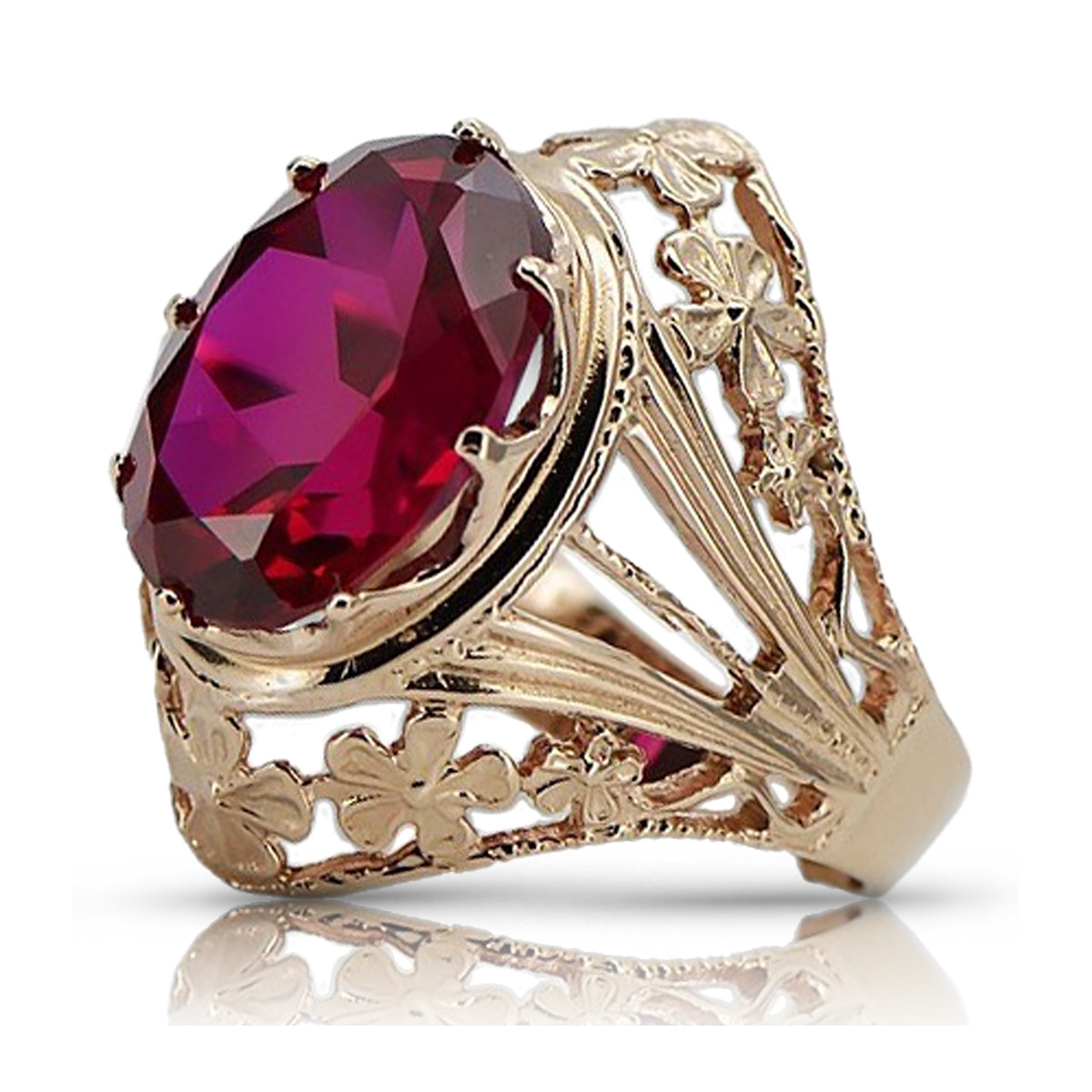 Russische sowjetische Rose 14 Karat 585 Gold Alexandrit Rubin Smaragd Saphir Zirkon Ring vrc084