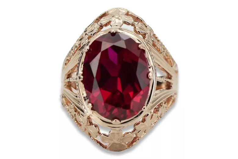 Russische sowjetische Rose 14 Karat 585 Gold Alexandrit Rubin Smaragd Saphir Zirkon Ring vrc084