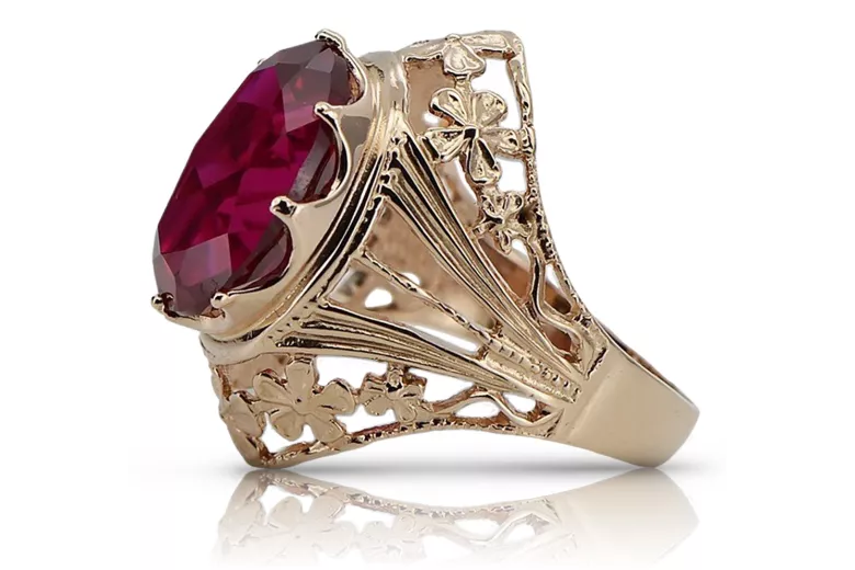 Russische sowjetische Rose 14 Karat 585 Gold Alexandrit Rubin Smaragd Saphir Zirkon Ring vrc084