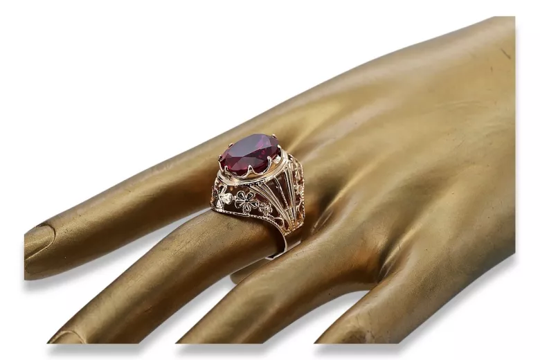 Russische sowjetische Rose 14 Karat 585 Gold Alexandrit Rubin Smaragd Saphir Zirkon Ring vrc084