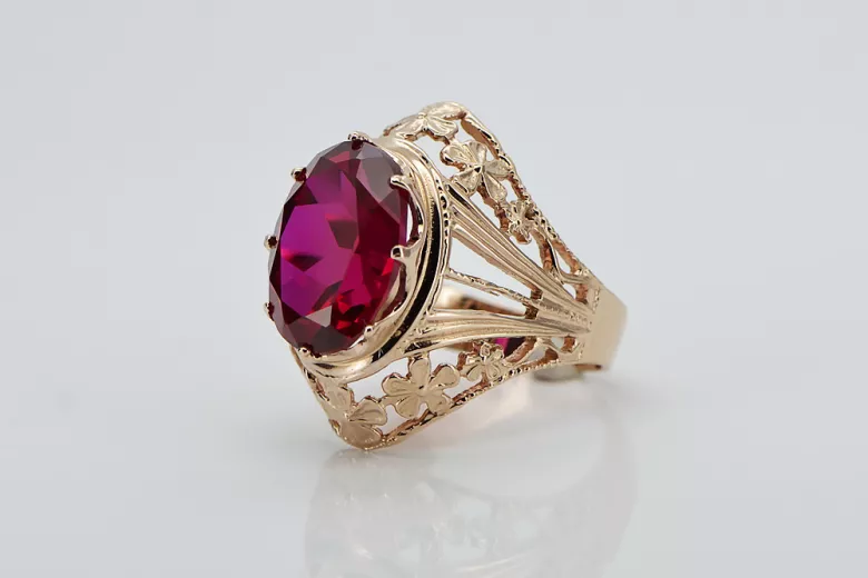 Russische sowjetische Rose 14 Karat 585 Gold Alexandrit Rubin Smaragd Saphir Zirkon Ring vrc084