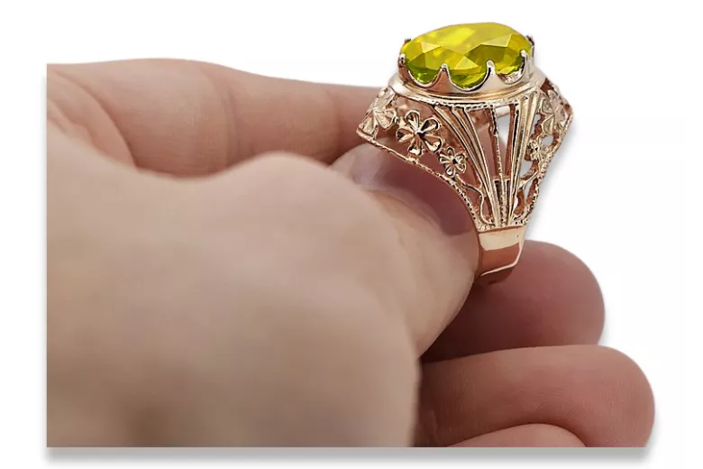 Russische sowjetische Rose 14 Karat 585 Gold Alexandrit Rubin Smaragd Saphir Zirkon Ring vrc084