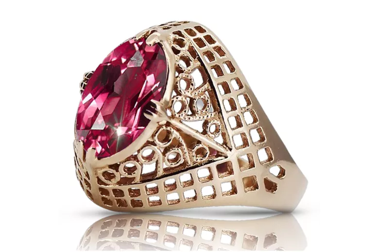 Russe soviétique rose 14k 585 or Alexandrite Rubis Émeraude Saphir Zircon bague vrc030