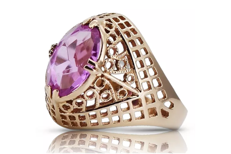 Russische sowjetische Rose 14 Karat 585 Gold Alexandrit Rubin Smaragd Saphir Zirkon Ring vrc084