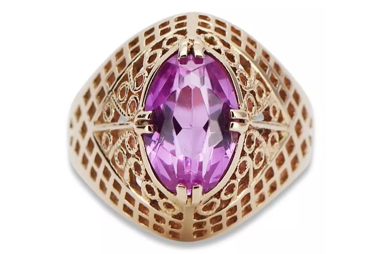 Rose soviétique russe 14k 585 or Alexandrite Ruby Emerald Sapphire Zircon ring vrc084