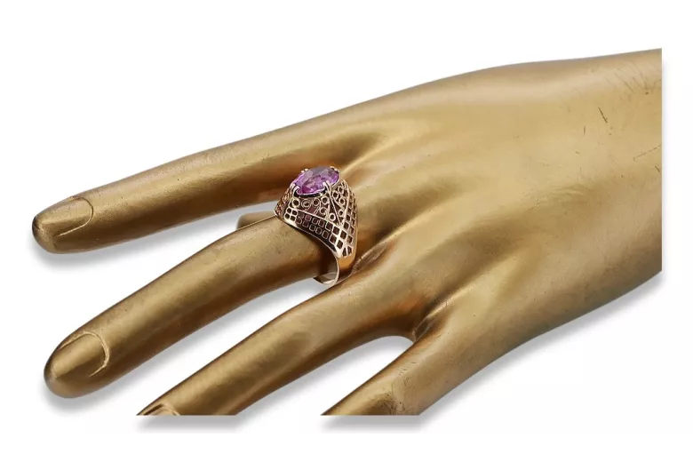 Russische sowjetische Rose 14 Karat 585 Gold Alexandrit Rubin Smaragd Saphir Zirkon Ring vrc084