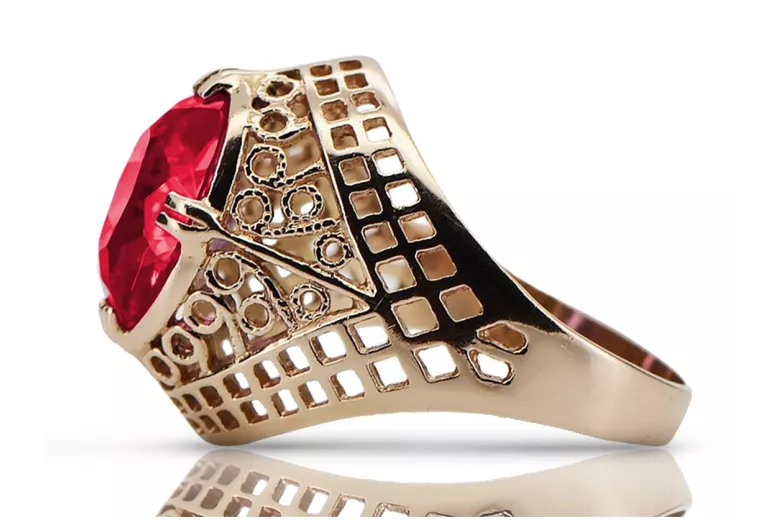 Russische sowjetische Rose 14 Karat 585 Gold Alexandrit Rubin Smaragd Saphir Zirkon Ring vrc084