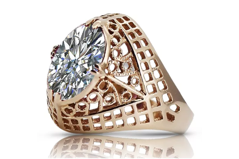 Russische sowjetische Rose 14 Karat 585 Gold Alexandrit Rubin Smaragd Saphir Zirkon Ring vrc084