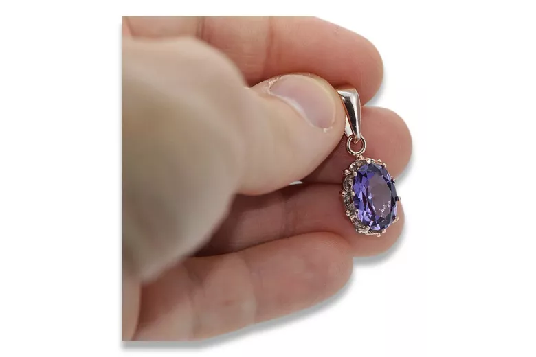 Silver 925 pendant with alexandrite ruby ​​sapphire emerald aquamarine zircon vpc008s Vintage