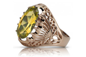 Exclusivitate: Inel vintage elegant din aur roz 14k, Peridot galben vrc023 Vintage