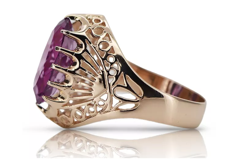 Russische sowjetische Rose 14 Karat 585 Gold Alexandrit Rubin Smaragd Saphir Zirkon Ring vrc014