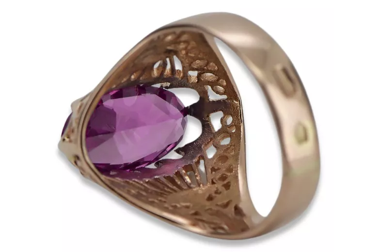 Russische sowjetische Rose 14 Karat 585 Gold Alexandrit Rubin Smaragd Saphir Zirkon Ring vrc014