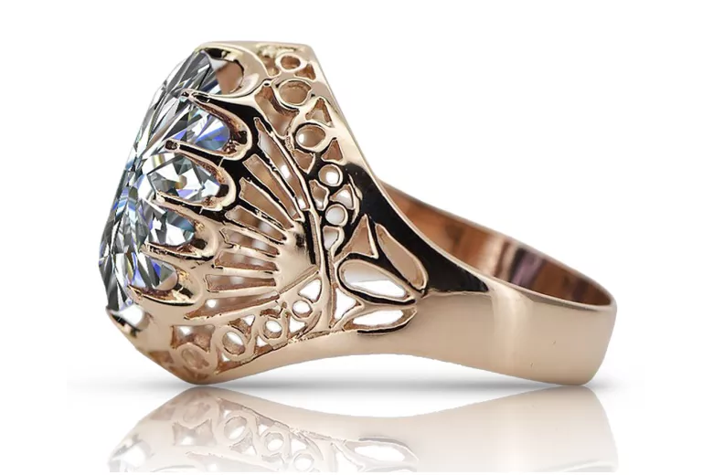 Russische sowjetische Rose 14 Karat 585 Gold Alexandrit Rubin Smaragd Saphir Zirkon Ring vrc084