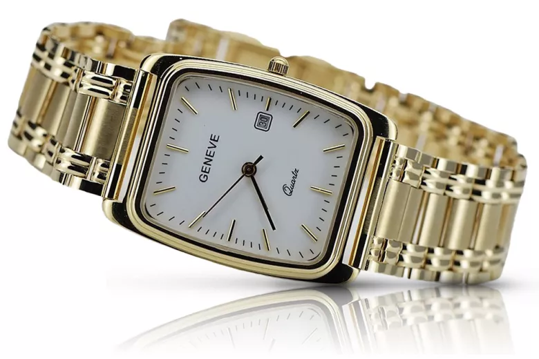 Gold men's watch Geneve ★ zlotychlopak.pl ★ Gold purity 585 333 Low Price!