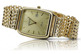 Reloj de hombre amarillo 14k 585 oro Geneve mw002y&mbw004y