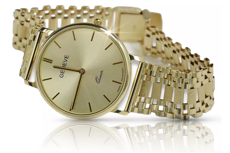 Reloj de oro para hombre Geneve ★ zlotychlopak.pl ★ Pureza de oro 585 333 Precio bajo!