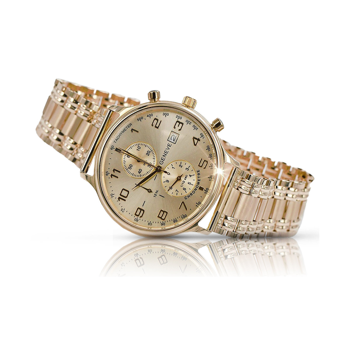 Gold men's watch Geneve ★ zlotychlopak.pl ★ Gold purity 585 333 Low Price!