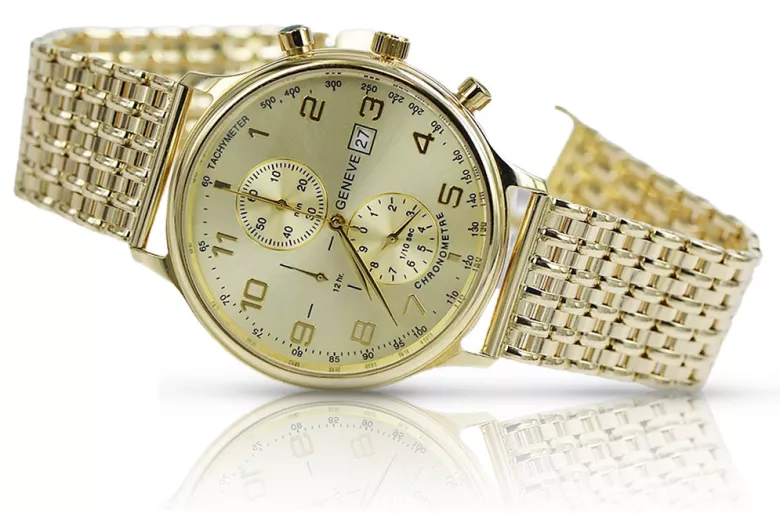 Златен часовник 14k 585 с гривна Geneve mw005ydy&mbw013y