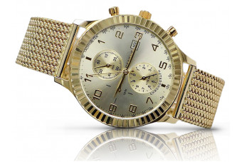 Італійський жовтий 14k 585 золотий чоловічий годинник Geneve mw007y&mbw014y