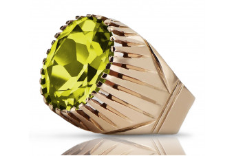 Hochwertiger Peridot-Ring in 14 Karat Vintage-Roségold, sowjetisch-russische Herkunft, v vrc048