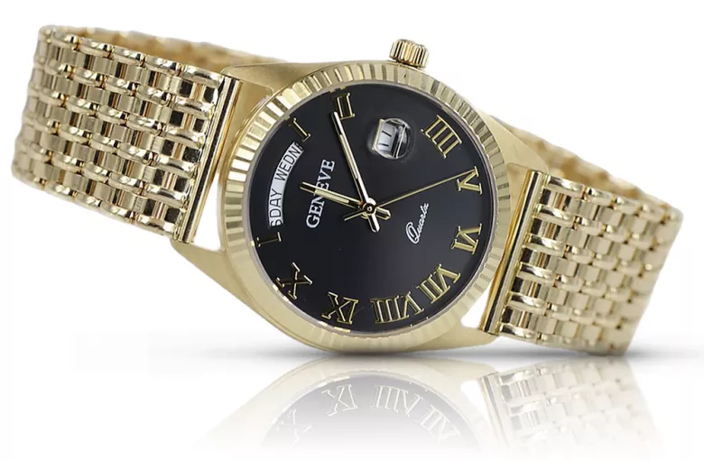 Reloj de oro para hombre Geneve ★ zlotychlopak.pl ★ Pureza de oro 585 333 Precio bajo!