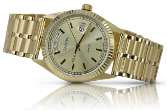 Reloj de hombre amarillo 14k 585 oro Geneve mw013ydy&mwb007y