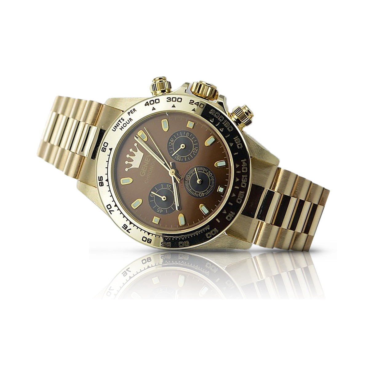 Gold men's watch Geneve ★ zlotychlopak.pl ★ Gold purity 585 333 Low Price!