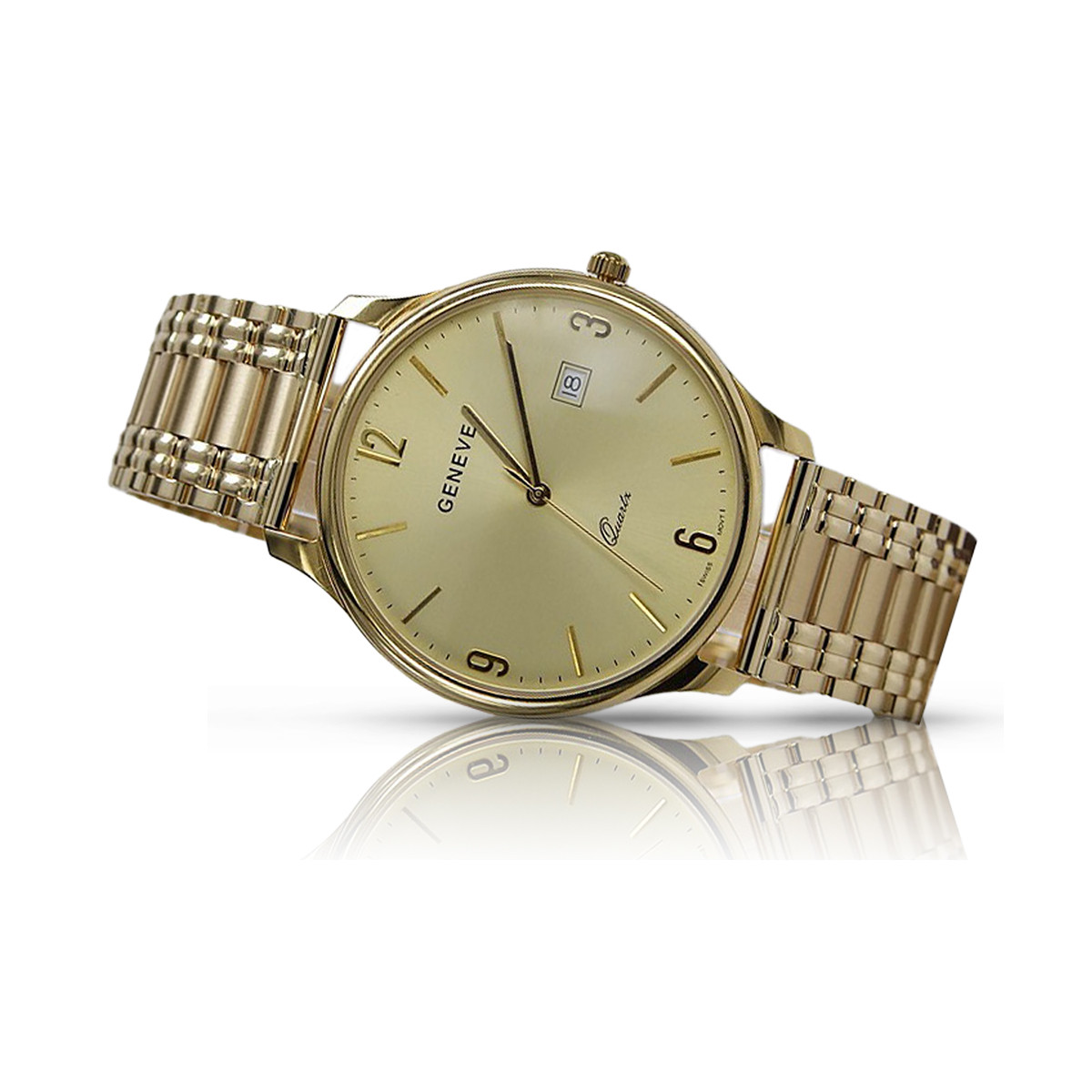 Gold men's watch Geneve ★ zlotychlopak.pl ★ Gold purity 585 333 Low Price!